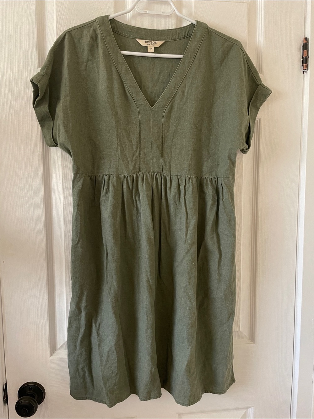 Briggs New York khaki olive linen blend dress